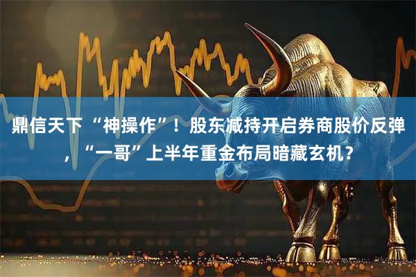 鼎信天下 “神操作”！股东减持开启券商股价反弹，“一哥”上半年重金布局暗藏玄机？