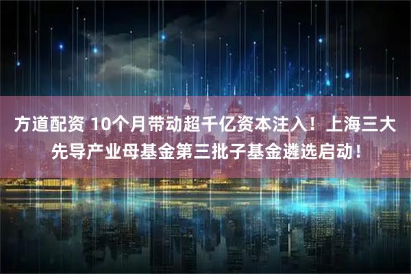 方道配资 10个月带动超千亿资本注入！上海三大先导产业母基金第三批子基金遴选启动！